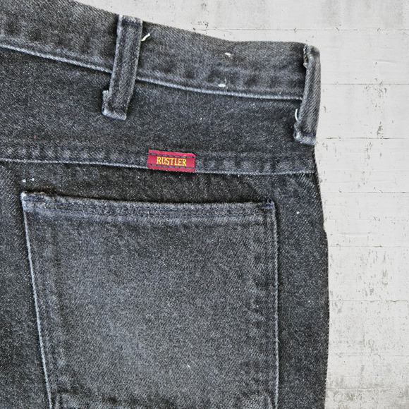 Vintage Rustler Washed Black High Waisted Classic Straight Jeans Size 34 x 30 - Picture 7 of 8